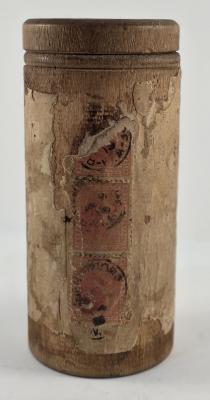 Front view of Wooden Medicine Container