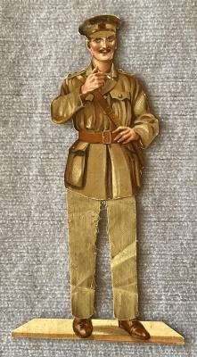 WWI era paper doll of British Army Officer made from card and cloth 