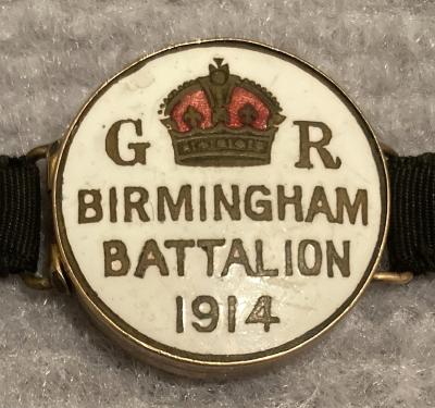 Close-up of Birmingham Battalion lapel badge converted to photo locket