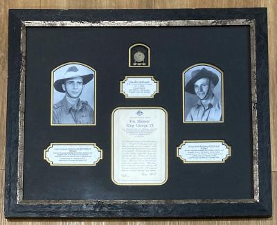 Framed WWII Female Relative's Badge with two stars issued to Beatrice Maud McDonald