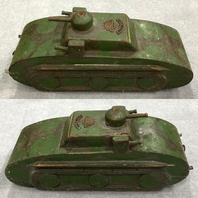 Metal and wood hand made toy tank