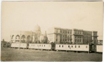 First World War Black & White Photograph of Hospital Train Stopped at Heliopolis Palace Hotel