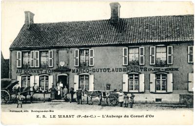 First World War Postcard ‘L’Auberge du Cornet d’Or’ sent from Pte. Edward Charles MOUCHEMORE, 6351