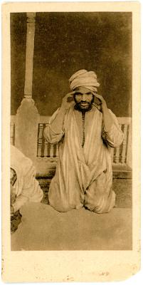 First World War Black and White Postcard of an Egyptian Man Praying