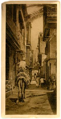 First World War Black and White Postcard of a Native Street in Cairo
