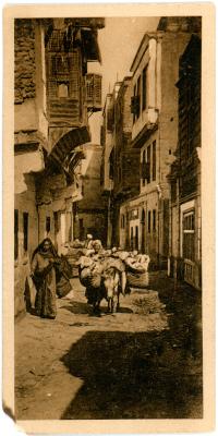 First World War Black and White Postcard of a Native Street in Cairo