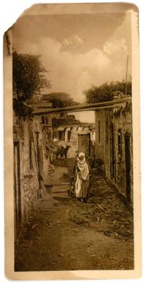 First World War Black and White Postcard of Native Quarters in Cairo