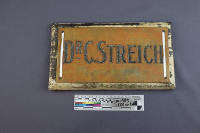 NAMEPLATE, BRASS - DR C STREICH