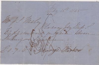 Promissory note from George Parker to Miss J. Bridgeman