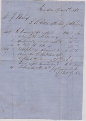 Invoice from the Estate of the late J.H. Rees