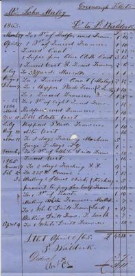 contra account for tailoring from F. Waldeck