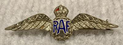 Royal Air Force diamonte and enamel silver sweetheart brooch 