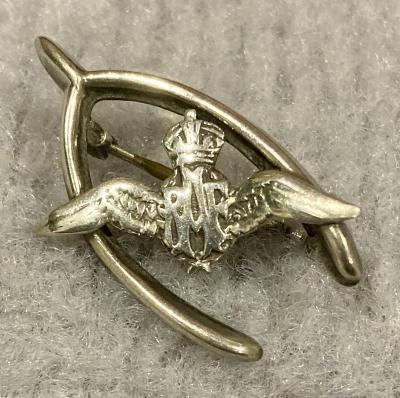 Royal Air Force sterling silver sweetheart brooch in form of wishbone