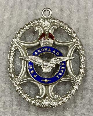 Royal Air Force silver tone and enamel sweetheart brooch missing suspension bar