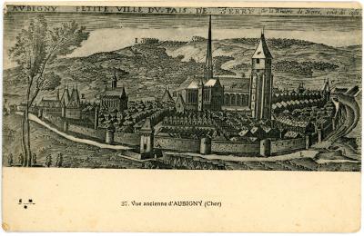 First World War Postcard ’AUBIGNY - Petite Ville du Pais de Berry’ sent from Pte. Edward Charles MOUCHEMORE, 6351