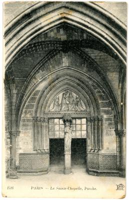 First World War Postcard ‘La Sainte-Chapelle, Porche’ sent from Pte. Edward Charles MOUCHEMORE, 6351