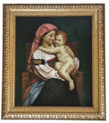 Large framed portrait of mother and child (potentially Mary and Jesus) 