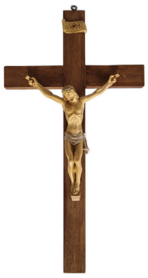 Wooden Crucifix with a plastic-molded Jesus
