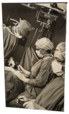 Large black and white portrait of Operating Suite