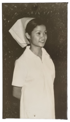 Large Black and White portrait of Gloria Medrana