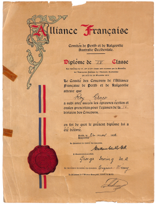 Roy Grace - Alliance Francais Diploma 1922