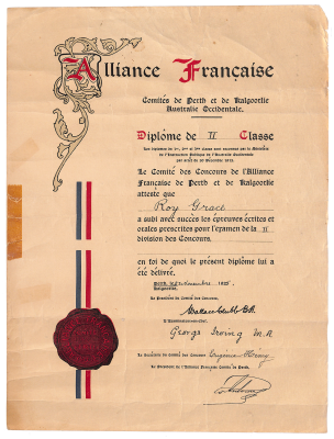 Roy Grace - Alliance Francais Diploma 1925