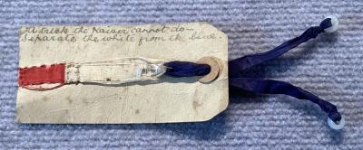 WWI era patriotic tag with ribbon and verse