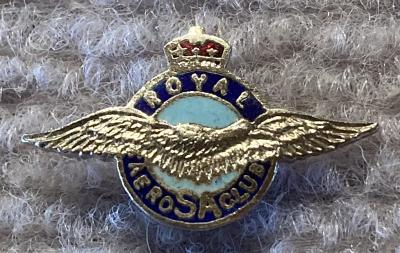 Royal Aero Club of SA silver tone and enamel lapel badge 