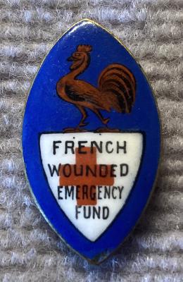 WWI era French Wounded Emergency Fund enamel fundraising badge