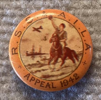 R.S.S. & A.I.L.A. fundraising badge/button - 1942