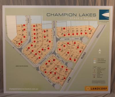 SIGN, ADVERTISING - MAP CHAMPION LAKES STAGE 3 RELEASE - RESIDENTIAL
