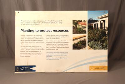 SIGN, "PLANTING TO PROTECT RESOURCES" GUIDELINES - CHAMPION LAKES