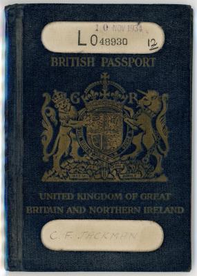 British Passport issued to Charles Frederick JACKMAN