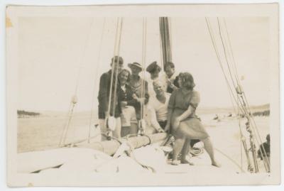 Black and White Photograph of Charles Frederick JACKMAN Sailing with Friends