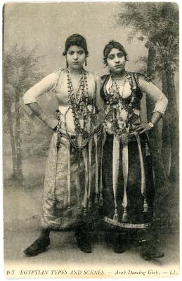 First World War Postcard of ‘Egyptian Types and Scenes - Arab Dancing Girls’, Egypt