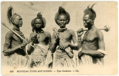 First World War Postcard of ‘Egyptian Types and Scenes - Sudanese Men’, Egypt