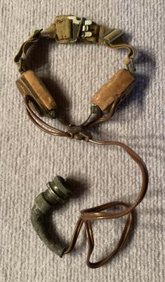 WWII era Air Force low level throat microphone in tin