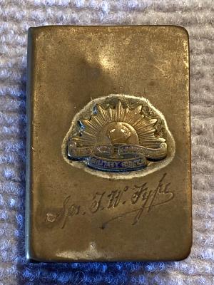 WWII metal matchbox cover -  Sapper Thomas Walter Fyfe