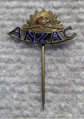 WWI era brass and enamel ANZAC sweetheart stick pin
