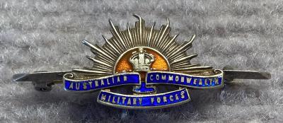 Sterling silver and enamel Rising Sun badge sweetheart brooch