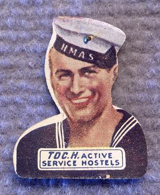 Toc H Active Service Hostels paper fundraising pin - Australian sailor