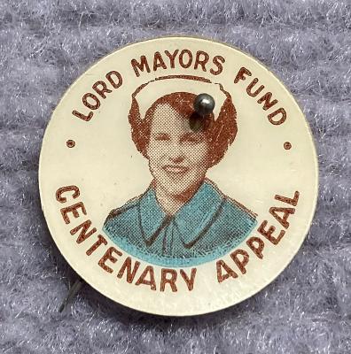 ' Lord Mayors Fund Centenary Appeal' celluloid fundraising pin 