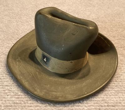 Slouch hat made from melted milk bottle by Italian POW - Cowra