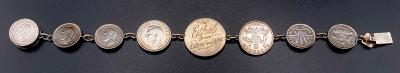 WWII era trench art coin bracelet given to Ethel by Eileen and John
