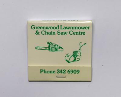 Matchbook, square, Greenwood Lanmower & Chain Saw Centre