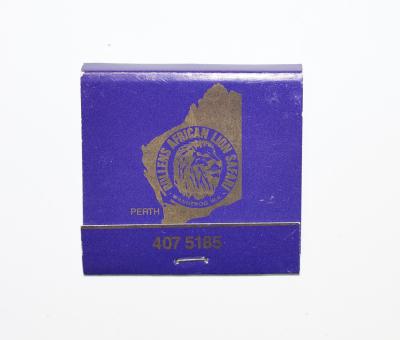 Matchbook, square, blue, Bullens Lion Park