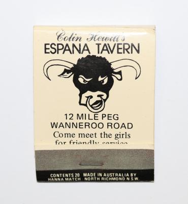 Matchbook, rectangle, Colin Hewitt's Espana Tavern