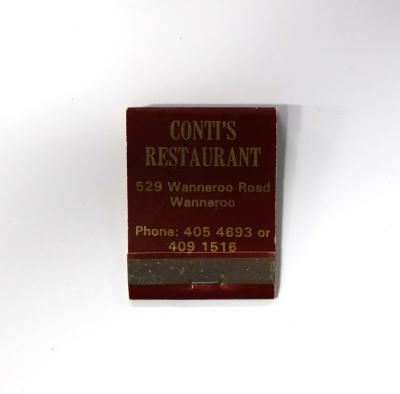 Matchbook, rectangle, red, Conti's Restaurant