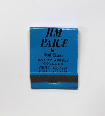Matchbook, rectangle, blue, Jim Paice for Real Estate