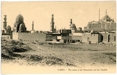 First World War Postcard of The Tombs of the Mamluks and the Citadel, Cairo